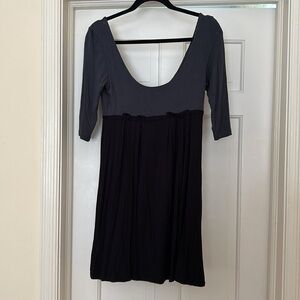 Scoop Neck + Back Mini Dress M Gray Black Color Block Y2K Vintage Grunge Punk